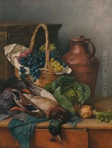 Autumnal Still Life With Grapes by Ludwig Eibl
