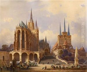 The Cathedral Square With Severi Church In Erfurt