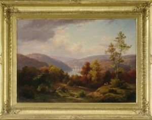 View Of The Schkuykill River From Mt. Auburn Cemetery by Jacob Eichholtz