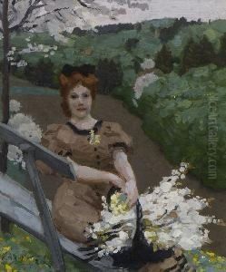 Madchen Mit Fruhlingsstraus. 1907 by Reinhold Max Eichler