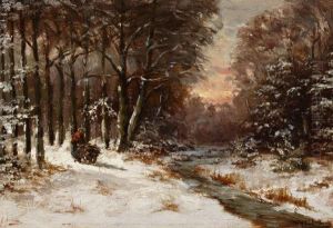 Vrouw Met Sprokkelhout In Winters Bos by Willem Hendrik Eickelberg