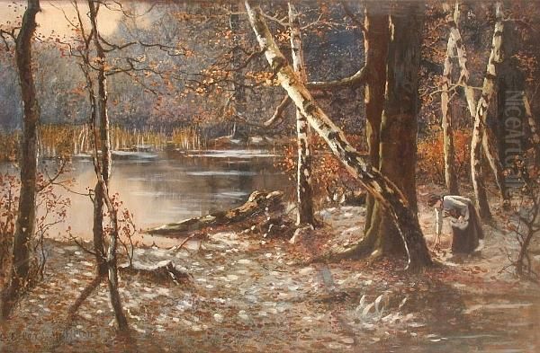 A Woman In A Wooded Landscape - view 1