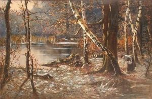 A Woman In A Wooded Landscape by Conrad Eilers