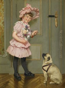 Interior Med Flicka Och Hund by Wilhelm Eilers