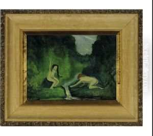 Two Female Nudes By A Stream by Louis Michel Eilshemius