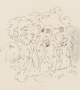 Parchen Auf Einer Bank by Georges Einbeck