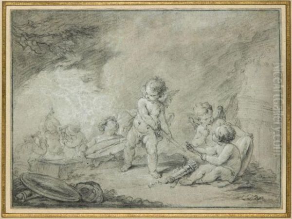 Putti Forgeant Des Armes - view 1