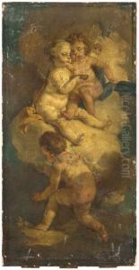 Putti Aux Bulles De Savon Et Putti A La Corbeille De Fruit by Charles Dom. Joseph Eisen