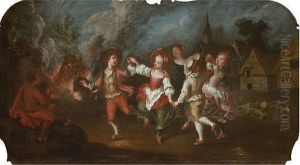 Children Dancing Round A Bonfire