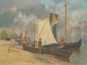 Kahne In Pillkoppen, Kurische Nehrung by Wilhelm Eisenblatter