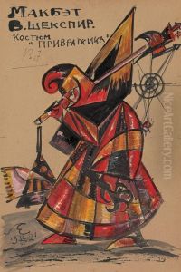 Costume Design For The Doorkeeper In Macbeth by Sergei Eisenstein