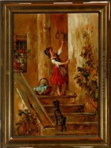 A Little Girl Is Opening The Door by Richard Eisermann