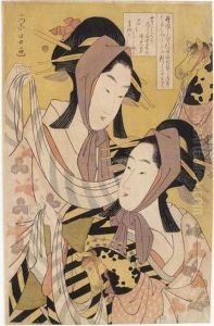 Naniwaya Okita Et Takashima Ohisa En Danseurs Harugoma by Chokosai Eisho