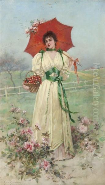 Girl With A Red Umbrella - view 1