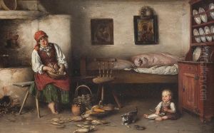 Mutter Mit Kind In Der Stube by Franciszek, Franz Ejsmond