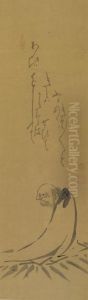 Daruma Sitting On Grass by Hakuin Ekaku