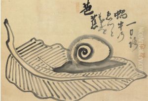 Snail On Plantain Leaf by Hakuin Ekaku