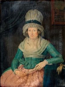 Portrait De Femme Tenant Un Eventail by Jan the Younger Ekels