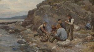 Fishers By A Beach by Jahn Ekenaes