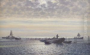Fiskebatar I Gryning by Emil Ekman