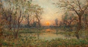 French Landscape With Setting Sun by Per Ekstrom