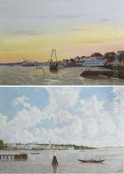 Paramaribo Harbour At Sunset - view 1