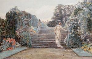 Evening In Garden At Penshurst Place by George Samuel Elgood