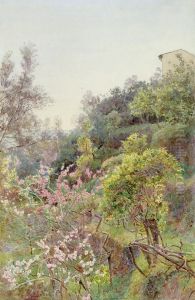 Bluhende Orangen- Und Pfirsichbaume In Cassis by George Samuel Elgood