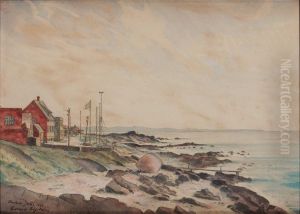 Motiv Fran Morgonbryggan Och Husen Vid Sta Toras Vag, Torekov by Ossian Elgstrom