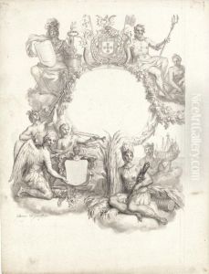 A Design For A Frontispiece With An Allegory Of Brazil by Ottmar, the Younger Elliger