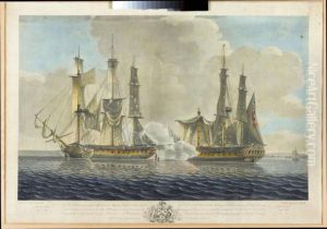 The Action Of The Frigate Crescent And The French Frigate Reunion by Thomas Elliot