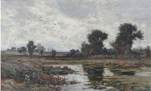 Tranquil Landscape With Man In A Punt - view 1