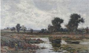 Tranquil Landscape With Man In A Punt Tranquil Landscape With Man In A Punt