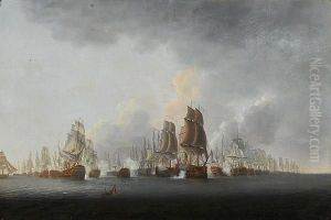 Lord Rodney's Flagship 'formidable' Breaking Through The French Line At The Battle Of The Saintes, 12th. April 1782 by William Lieut. Elliott
