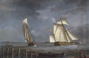 A Vessel In Two Positions Approaching Portsmouth Harbour by William Lieut. Elliott