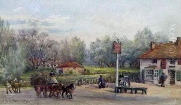 Villagers Before A Country Inn - view 1