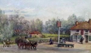Villagers Before A Country Inn
