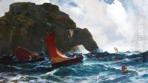 Boats Passing The Durdle Door, Dorset