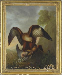 An Eagle With Its Chick And A Dead Pigeon