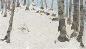 Sunny Forest In Winter by Franz Elmiger