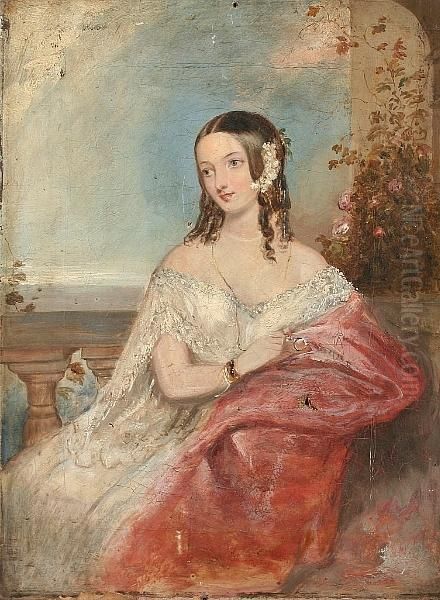 Portrait Of A Lady On Terrace - view 1