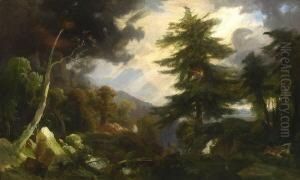 Gewitter Uber Sudlicher Gebirgslandschaft. by Julius Albert Elsasser