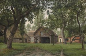 Landscape With Stables And Farmhouse by Alfred Elsen