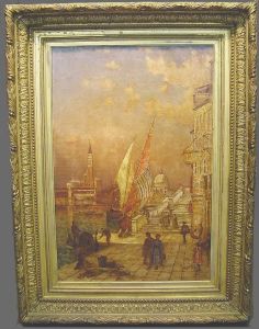 Figures Along A Venetian Canal by D. Jerome Elwell