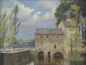 Continental River Scene With Buildings by Mary Dawson Elwell