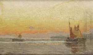 Sailing Boats At Sunset by Anund Emanuel