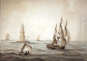 A Frigate Passing The Eddystone Lighthouse