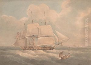 The Frigate 'h.m.s. Hind' Running Up The Channel by John Emery