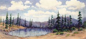 Pine Tree Landscape by Berla Emree