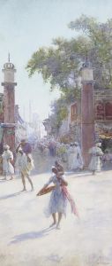 An Eastern Street Market by Alfred Edward Emslie